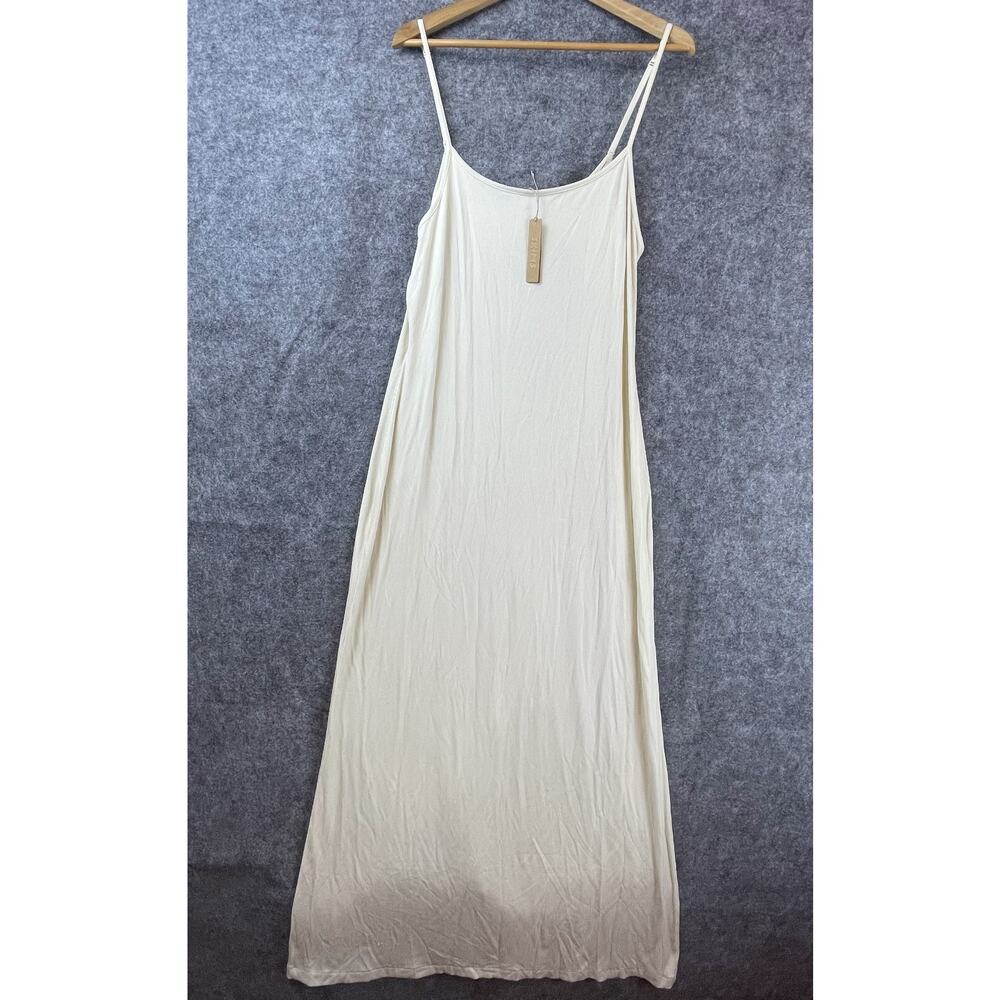Skims Soft Lounge Slip Mini Dress Women 4X White Ribbed Spaghetti Strap Pullover